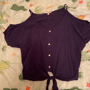 Navy cold shoulder crop top